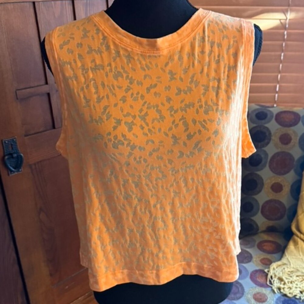 all in motion Burnout Orange Crop Tank Top, Size Large
